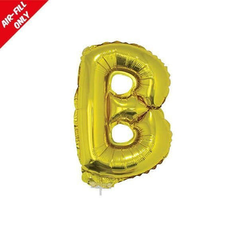 Balloon on Stick - 16" Gold Letter B - SKU:84802B - UPC:8712364848021 - Party Expo