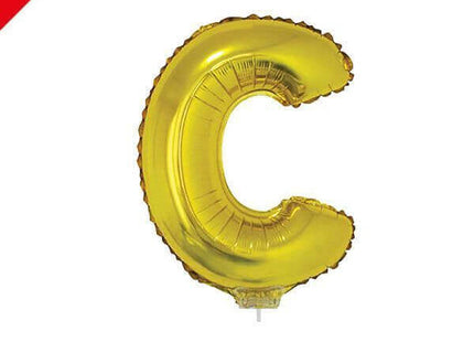 Balloon on Stick - 16" Gold Letter C - SKU:84804 - UPC:8712364848045 - Party Expo