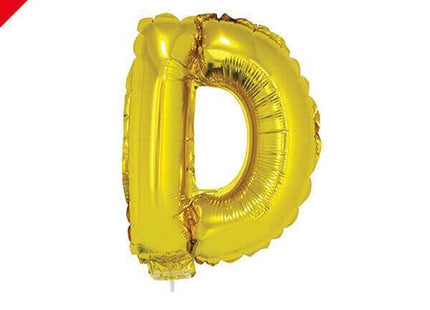 Balloon on Stick - 16" Gold Letter D - SKU:84806 - UPC:8712364848069 - Party Expo