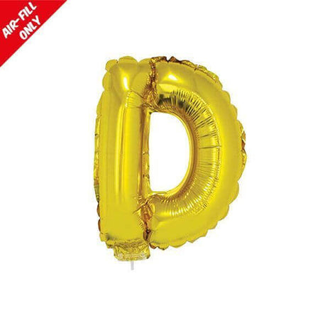 Balloon on Stick - 16" Gold Letter D - SKU:84806 - UPC:8712364848069 - Party Expo