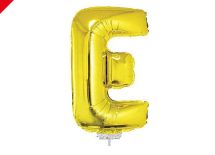 Balloon on Stick - 16" Gold Letter E - SKU:84808 - UPC:8712364848083 - Party Expo
