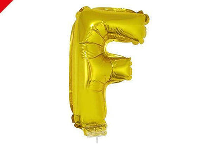 Balloon on Stick - 16" Gold Letter F - SKU:84810 - UPC:8712364848106 - Party Expo