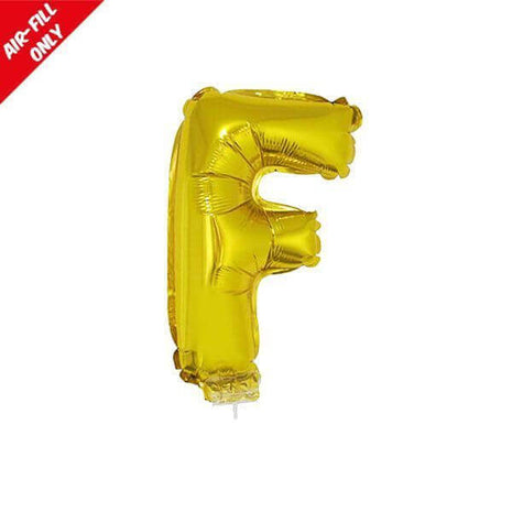 Balloon on Stick - 16" Gold Letter F - SKU:84810 - UPC:8712364848106 - Party Expo