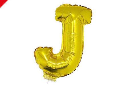 Balloon on Stick - 16" Gold Letter J - SKU:84818 - UPC:8712364848182 - Party Expo