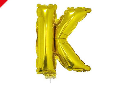 Balloon on Stick - 16" Gold Letter K - SKU:84820 - UPC:8712364848205 - Party Expo