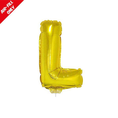Balloon on Stick - 16" Gold Letter L - SKU:84822 - UPC:8712364848229 - Party Expo