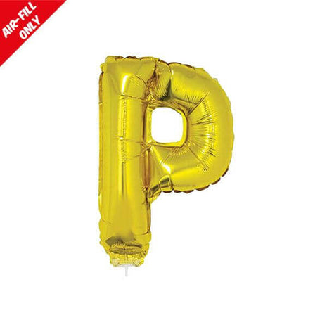 Balloon on Stick - 16" Gold Letter P - SKU:84830 - UPC:8712364848304 - Party Expo