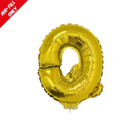 Balloon on Stick - 16" Gold Letter Q - SKU:84832 - UPC:8712364848328 - Party Expo