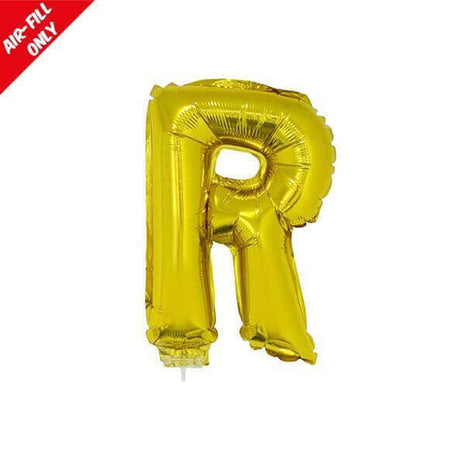 Balloon on Stick - 16" Gold Letter R - SKU:84835 - UPC:8712364848359 - Party Expo