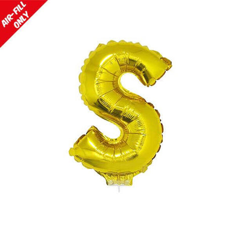 Balloon on Stick - 16" Gold Letter S - SKU:84838 - UPC:8712364848380 - Party Expo
