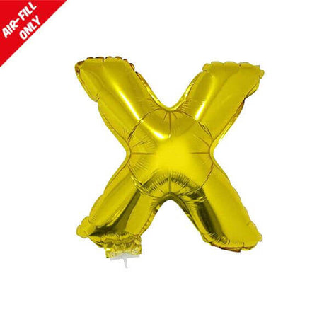 Balloon on Stick - 16" Gold Letter X - SKU:84848 - UPC:8712364848489 - Party Expo