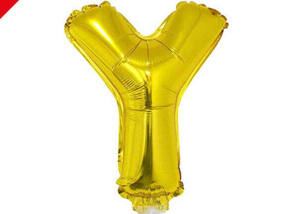 Balloon on Stick - 16" Gold Letter Y - SKU:84850 - UPC:8712364848502 - Party Expo