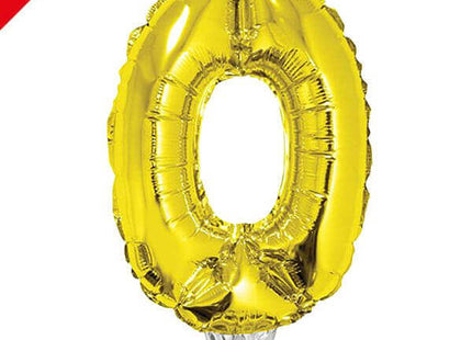 Balloon on Stick - 16" Gold Number 0 - SKU:84770 - UPC:8712364847703 - Party Expo