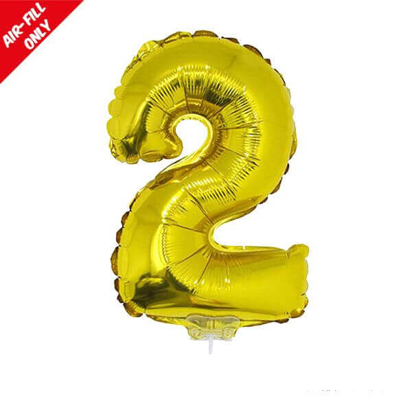 Balloon on Stick - 16" Gold Number 2 - SKU:84774** - UPC:8712364847741 - Party Expo