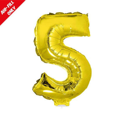 Balloon on Stick - 16" Gold Number 5 - SKU:847802 - UPC:8712364847802 - Party Expo