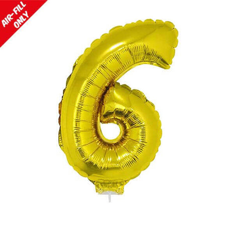 Balloon on Stick - 16" Gold Number 6 - SKU:84782 - UPC:8712364847826 - Party Expo