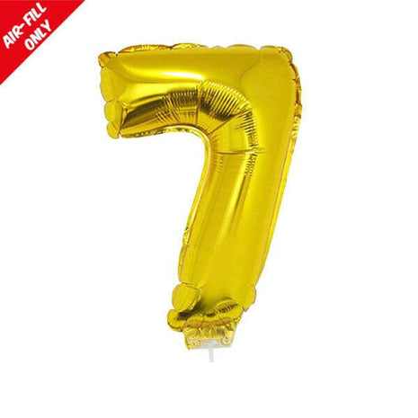 Balloon on Stick - 16" Gold Number 7 - SKU:84784 - UPC:8712364847840 - Party Expo