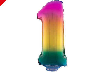 Balloon on Stick - 16" Rainbow Number 1 - SKU:85530 - UPC:8712364855302 - Party Expo