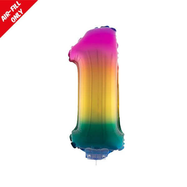 Balloon on Stick - 16" Rainbow Number 1 - SKU:85530 - UPC:8712364855302 - Party Expo