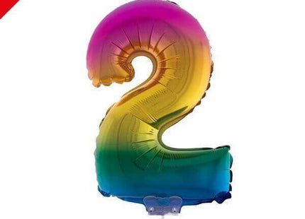 Balloon on Stick - 16" Rainbow Number 2 - SKU:85531 - UPC:8712364855319 - Party Expo