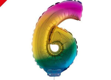Balloon on Stick - 16" Rainbow Number 6 - SKU:85535 - UPC:8712364855357 - Party Expo