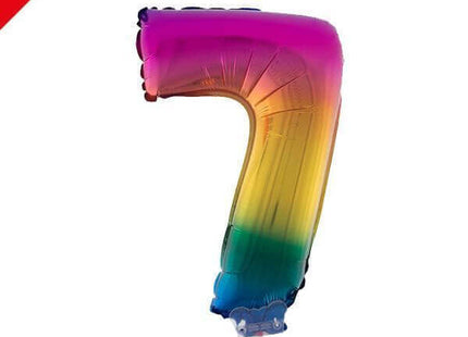 Balloon on Stick - 16" Rainbow Number 7 - SKU:85536 - UPC:8712364855364 - Party Expo