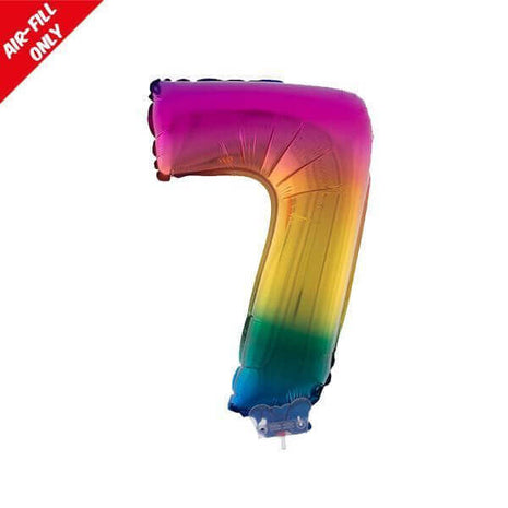 Balloon on Stick - 16" Rainbow Number 7 - SKU:85536 - UPC:8712364855364 - Party Expo