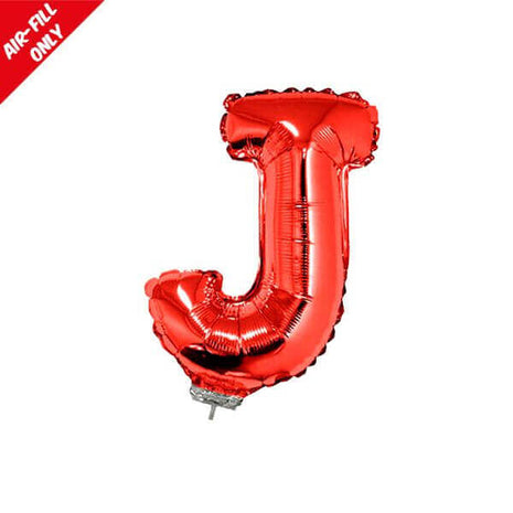 Balloon on Stick - 16" Red Letter J - SKU:85063 - UPC:8712364850635 - Party Expo