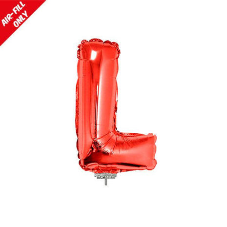 Balloon on Stick - 16" Red Letter L - SKU:85065 - UPC:8712364850659 - Party Expo