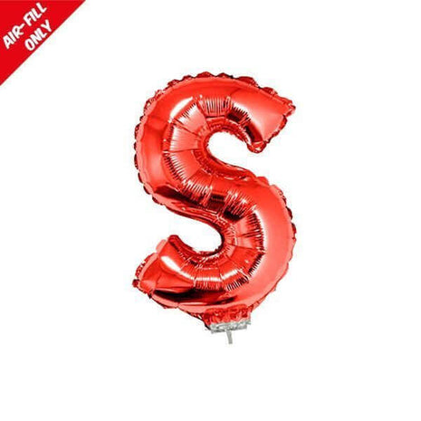 Balloon on Stick - 16" Red Letter S - SKU:85072 - UPC:8712364850727 - Party Expo