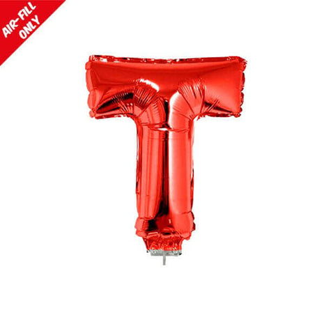 Balloon on Stick - 16" Red Letter T - SKU:85073 - UPC:8712364850734 - Party Expo