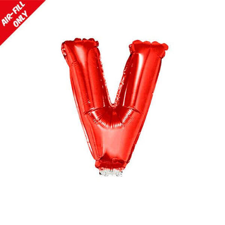 Balloon on Stick - 16" Red Letter V - SKU:85075 - UPC:8712364850758 - Party Expo