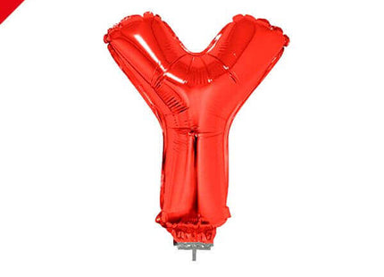 Balloon on Stick - 16" Red Letter Y - SKU:85078 - UPC:8712364850789 - Party Expo