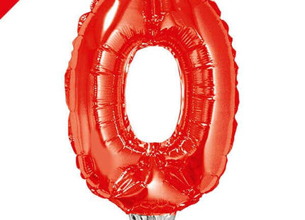 Balloon on Stick - 16" Red Number 0 - SKU:85034 - UPC:8712364850345 - Party Expo
