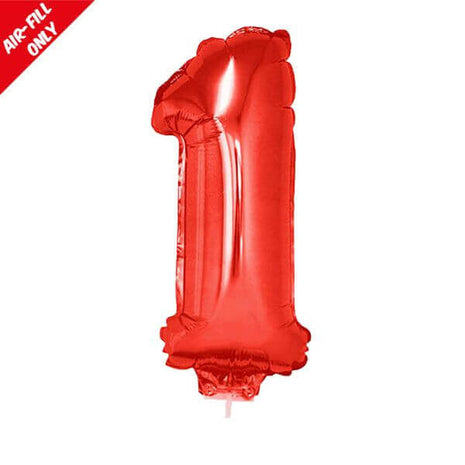 Balloon on Stick - 16" Red Number 1 - SKU:85035 - UPC:8712364850352 - Party Expo