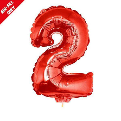 Balloon on Stick - 16" Red Number 2 - SKU:85036 - UPC:8712364850369 - Party Expo