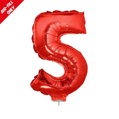 Balloon on Stick - 16" Red Number 5 - SKU:85039* - UPC:8712364850390 - Party Expo