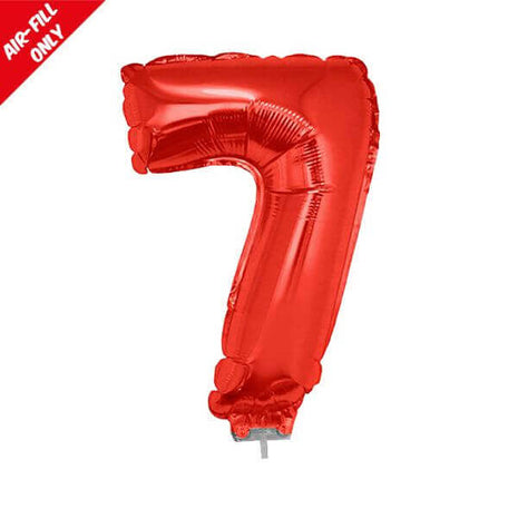 Balloon on Stick - 16" Red Number 7 - SKU:850413 - UPC:8712364850413 - Party Expo