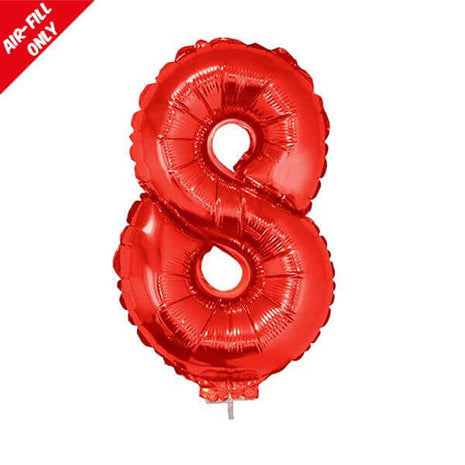 Balloon on Stick - 16" Red Number 8 - SKU:85042 - UPC:8712364850420 - Party Expo