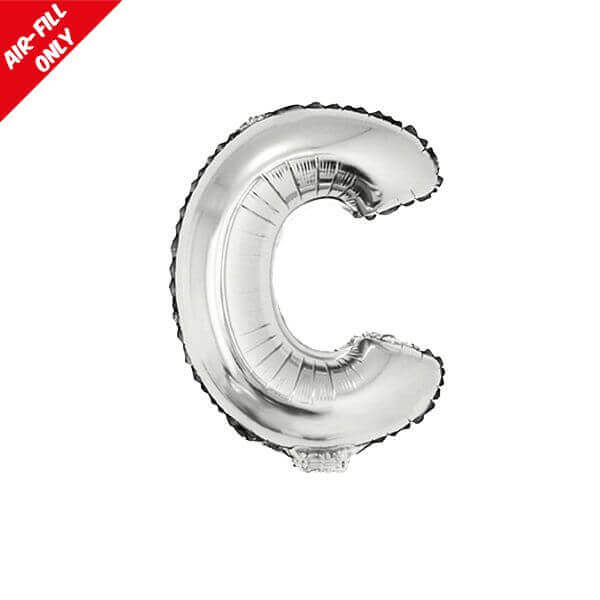 Balloon on Stick - 16" Silver Letter C - SKU:84803C - UPC:8712364848038 - Party Expo