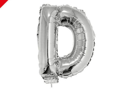 Balloon on Stick - 16" Silver Letter D - SKU:84805 - UPC:8712364848052 - Party Expo