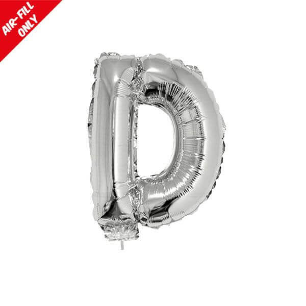 Balloon on Stick - 16" Silver Letter D - SKU:84805 - UPC:8712364848052 - Party Expo