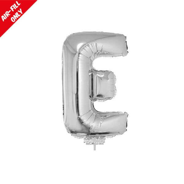 Balloon on Stick - 16" Silver Letter E - SKU:84807 - UPC:8712364848076 - Party Expo