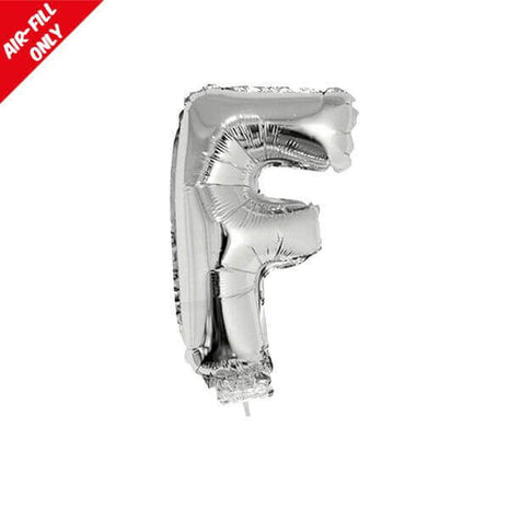 Balloon on Stick - 16" Silver Letter F - SKU:84809 - UPC:8712364848090 - Party Expo