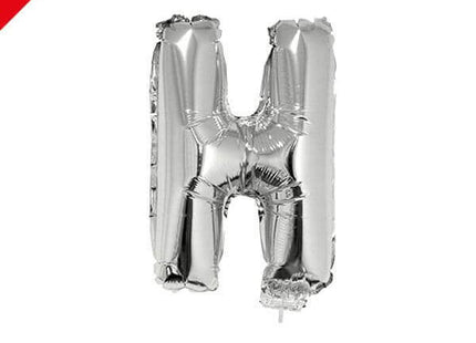 Balloon on Stick - 16" Silver Letter H - SKU:84813 - UPC:8712364848137 - Party Expo