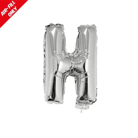 Balloon on Stick - 16" Silver Letter H - SKU:84813 - UPC:8712364848137 - Party Expo