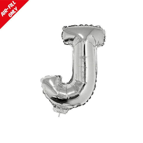 Balloon on Stick - 16" Silver Letter J - SKU:84817 - UPC:8712364848175 - Party Expo