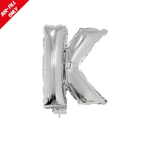 Balloon on Stick - 16" Silver Letter K - SKU:84819 - UPC:8712364848199 - Party Expo