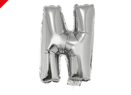 Balloon on Stick - 16" Silver Letter N - SKU:84825 - UPC:8712364848250 - Party Expo