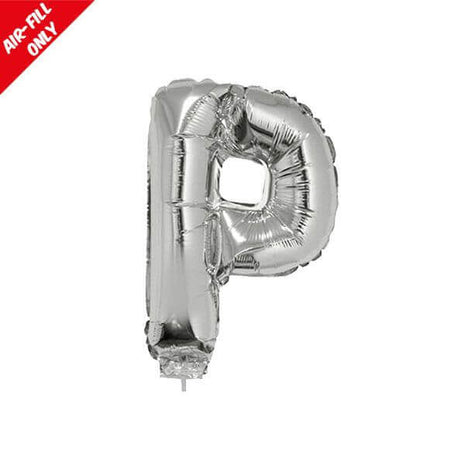 Balloon on Stick - 16" Silver Letter P - SKU:84829 - UPC:8712364848298 - Party Expo